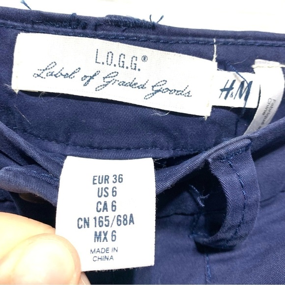 H&M LOGG Chino Navy Blue Mini Short Pencil Skirt Business Wear Career size 6 - Picture 3 of 6